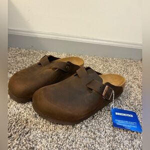 Birkenstock Dark Brown Leather Slip-On Clogs